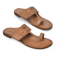 Embossed Pure Leather Kolhapuri Chappals