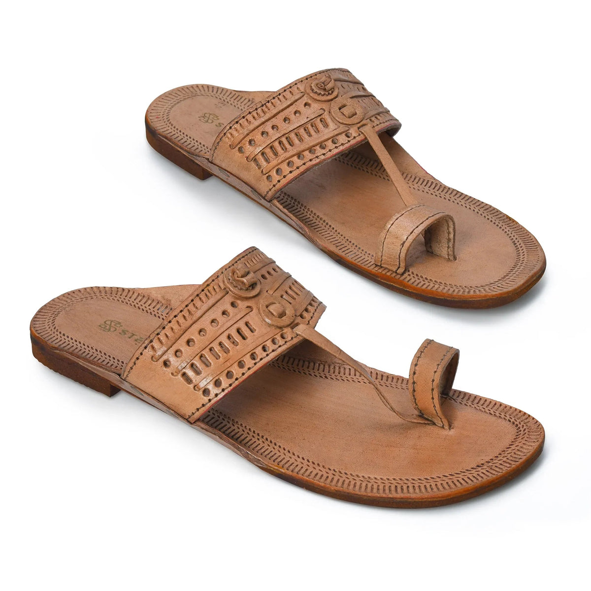 Embossed Pure Leather Kolhapuri Chappals
