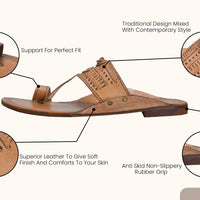 Embossed Pure Leather Kolhapuri Chappals