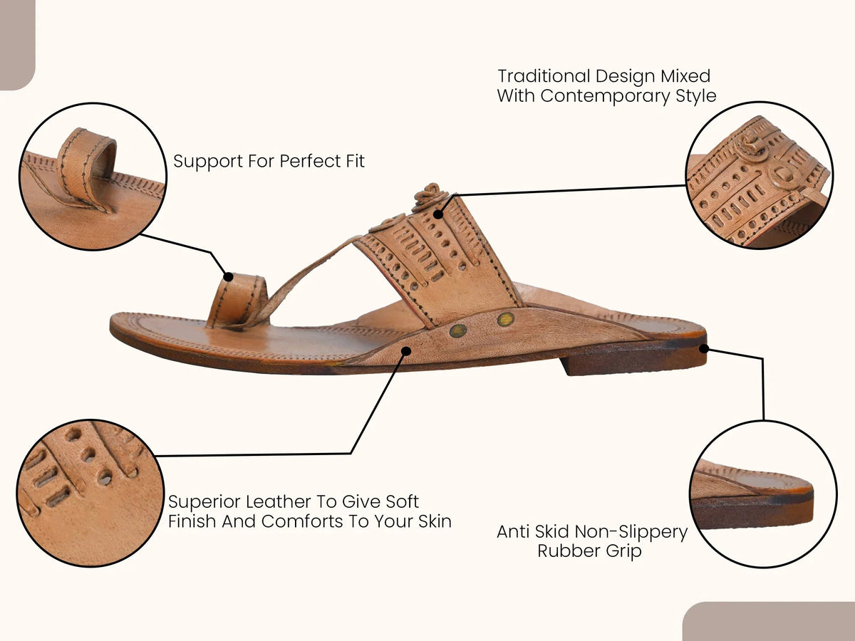Embossed Pure Leather Kolhapuri Chappals
