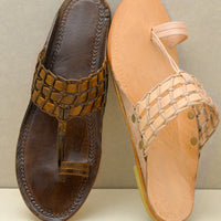 Woven Pure Leather Kolhapuri Chappals