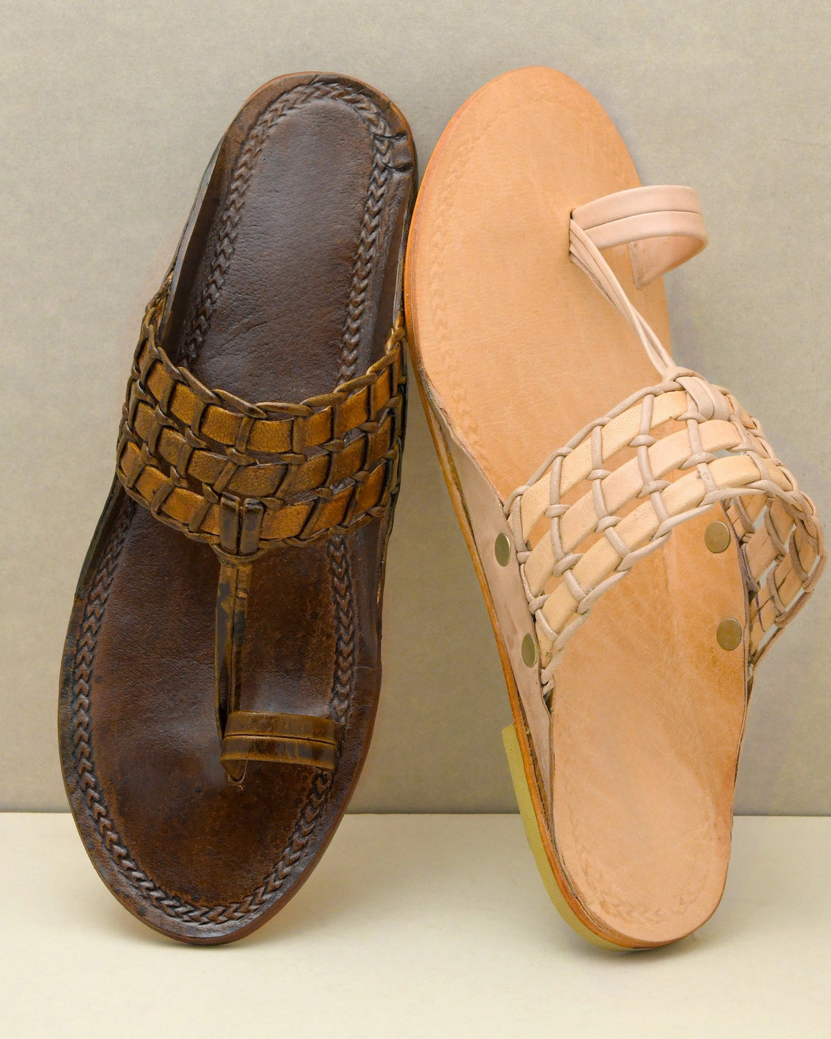 Woven Pure Leather Kolhapuri Chappals