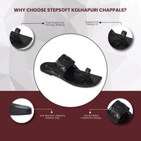Rajveer Crest Pure Leather Kolhapuri Chappals