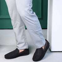 Textured Faux Leather Moccasin Loafers Men