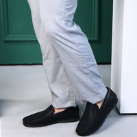 Textured Faux Leather Moccasin Loafers Men