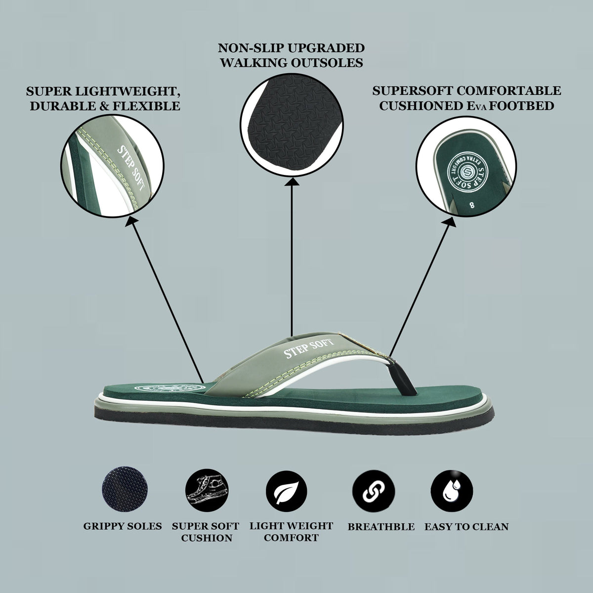 EVA V-Shape Anti-Skid Flip Flops for Men