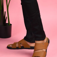 Dual Strap Vegan Leather Comfort Slippers