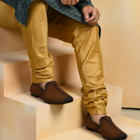 Suede Perforated Slip-On Juttis for Men