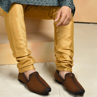 Suede Perforated Slip-On Juttis for Men