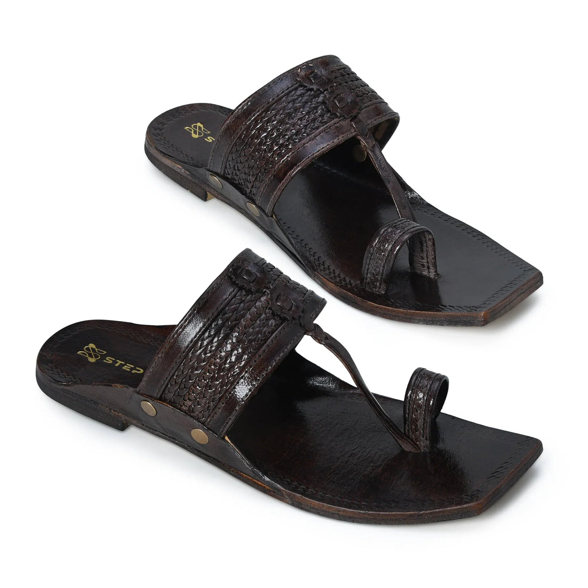 Antique Weave Pure Leather Kolhapuri Chappals