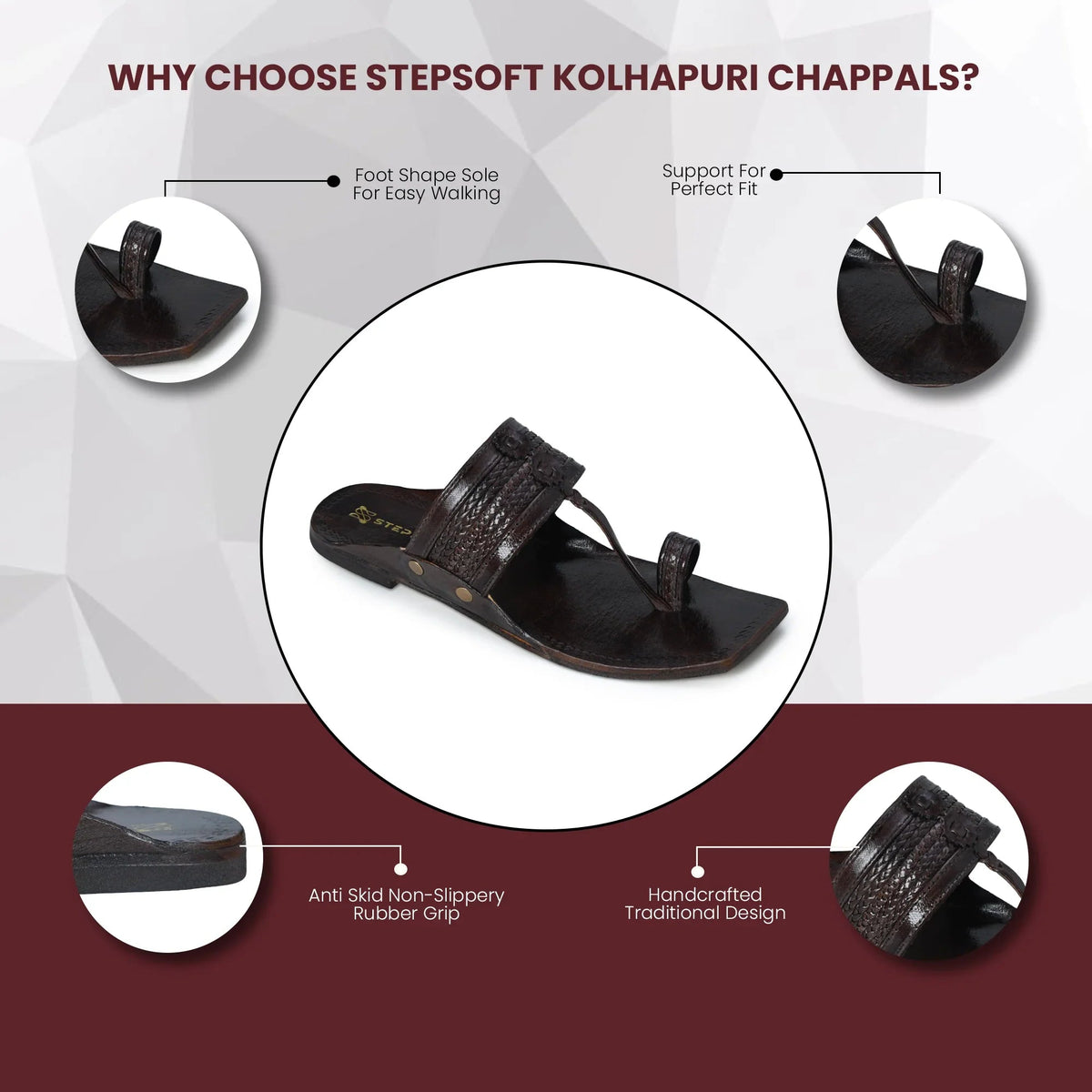 Antique Weave Pure Leather Kolhapuri Chappals