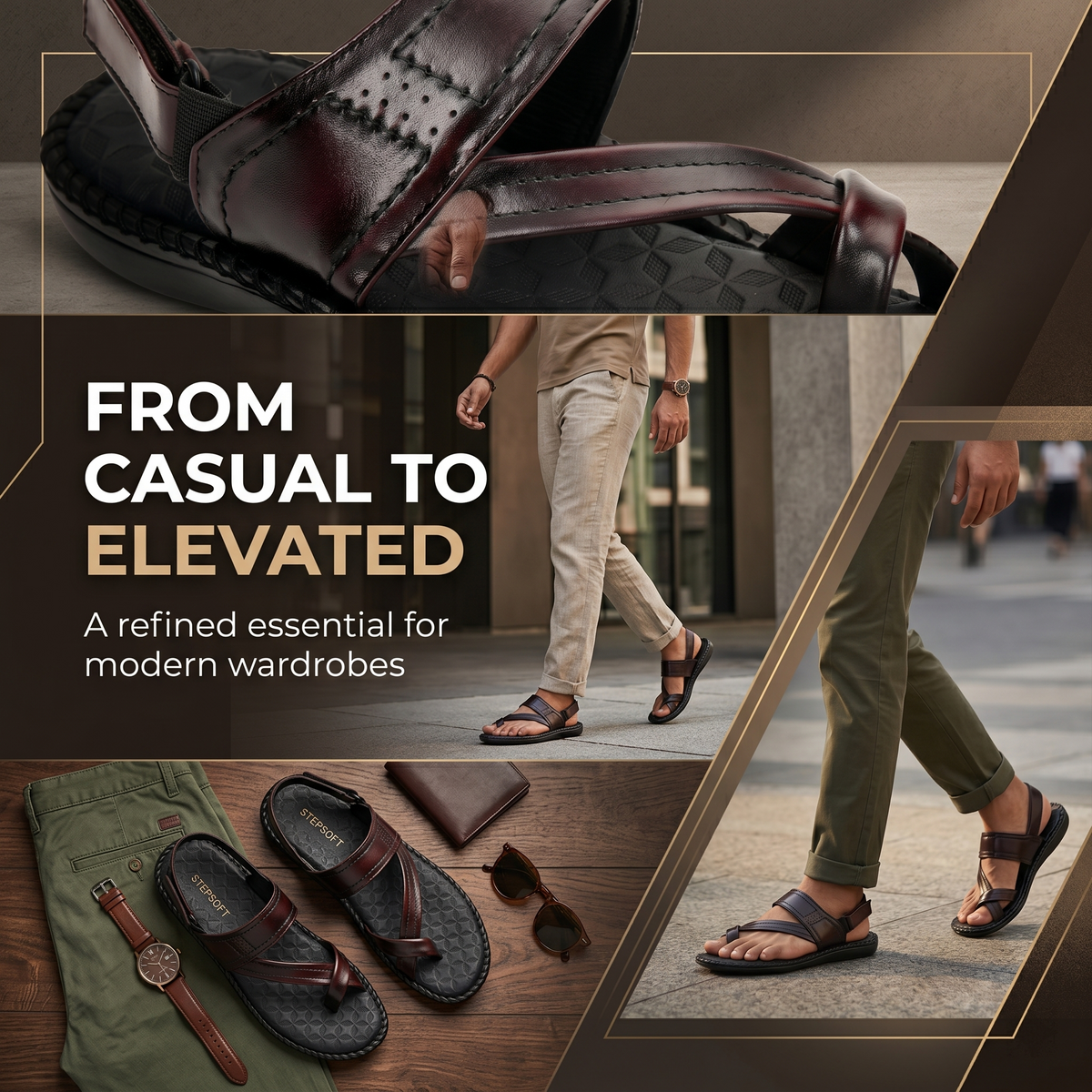 Side-Thumb Genuine Leather Sandals Men