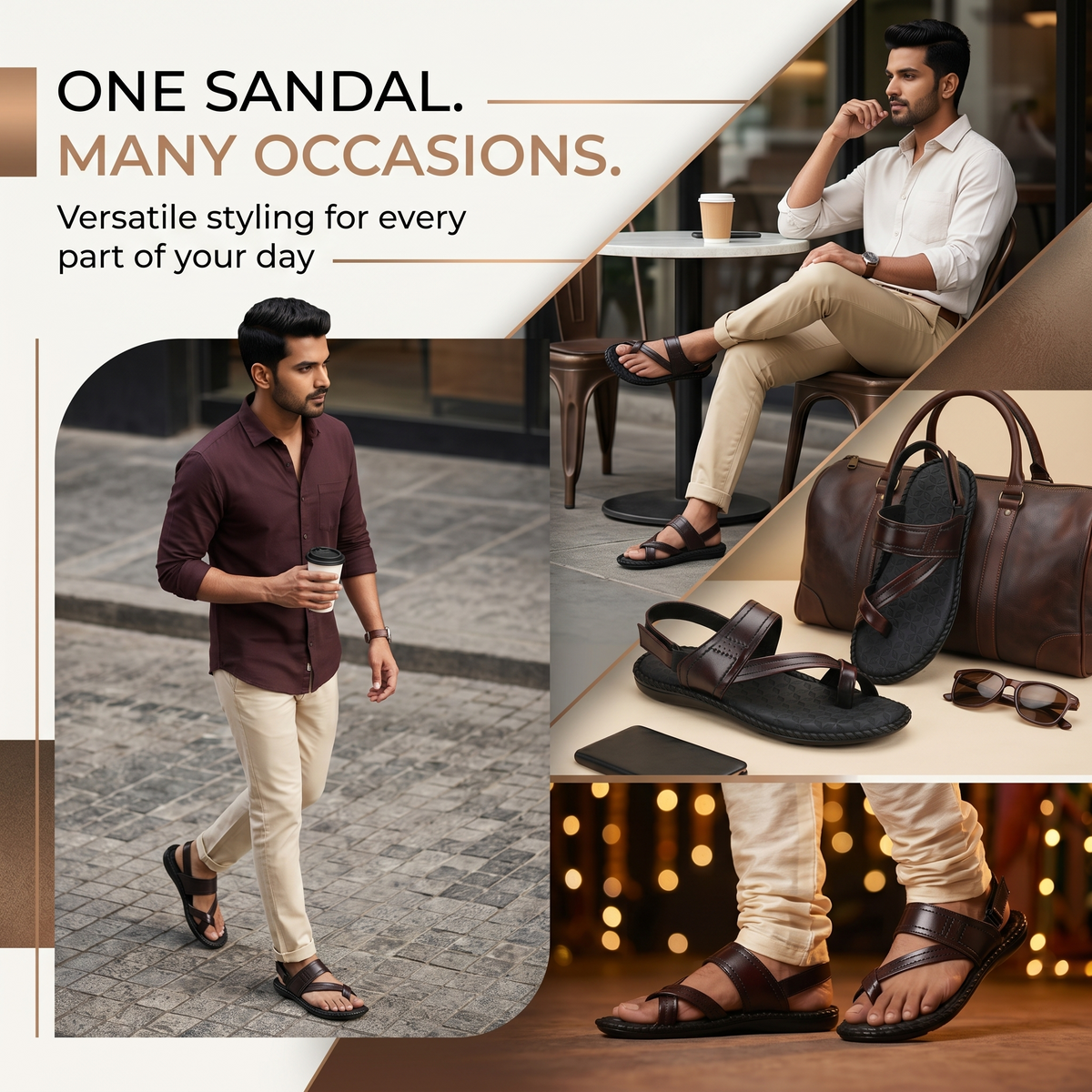 Side-Thumb Genuine Leather Sandals Men