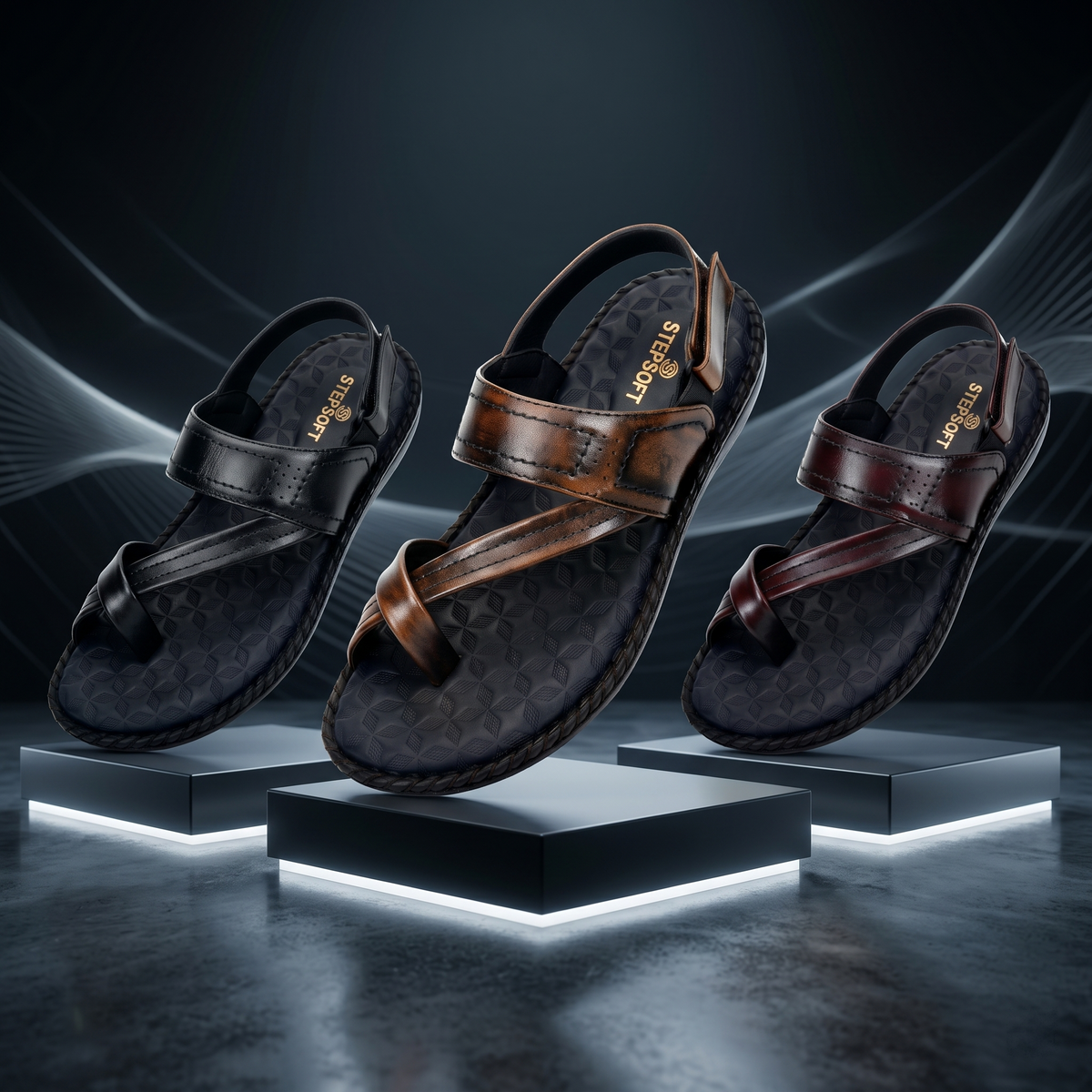 Side-Thumb Genuine Leather Sandals Men