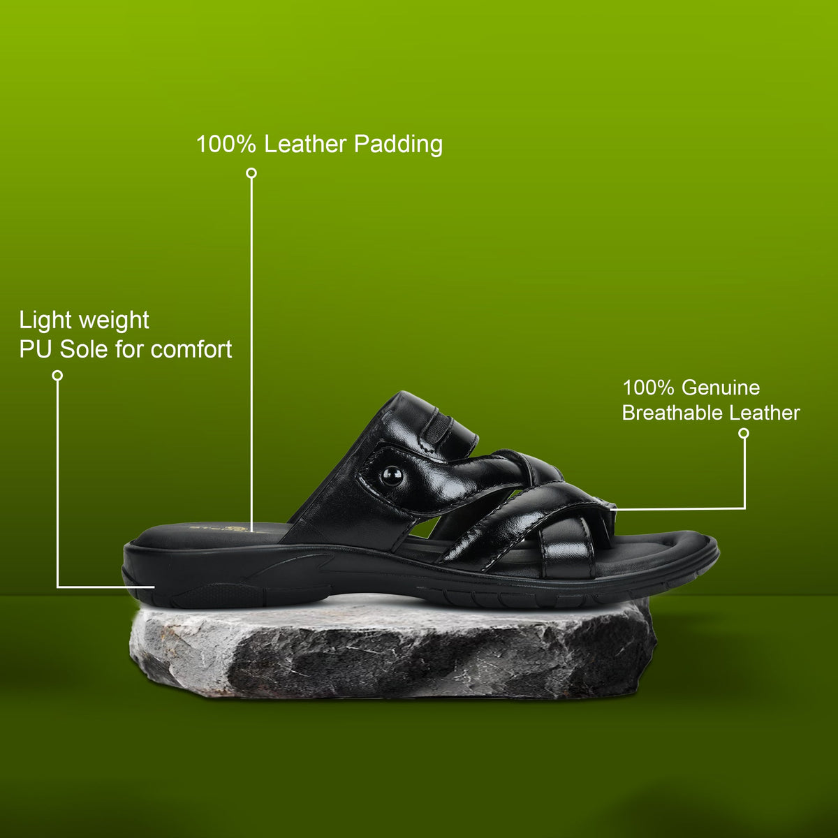 Title: Handmade Genuine Leather Slip-On Slippers