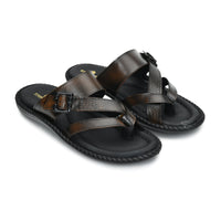 Leather Adjustable Strap Cushion Slippers Men