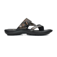 Leather Adjustable Strap Cushion Slippers Men