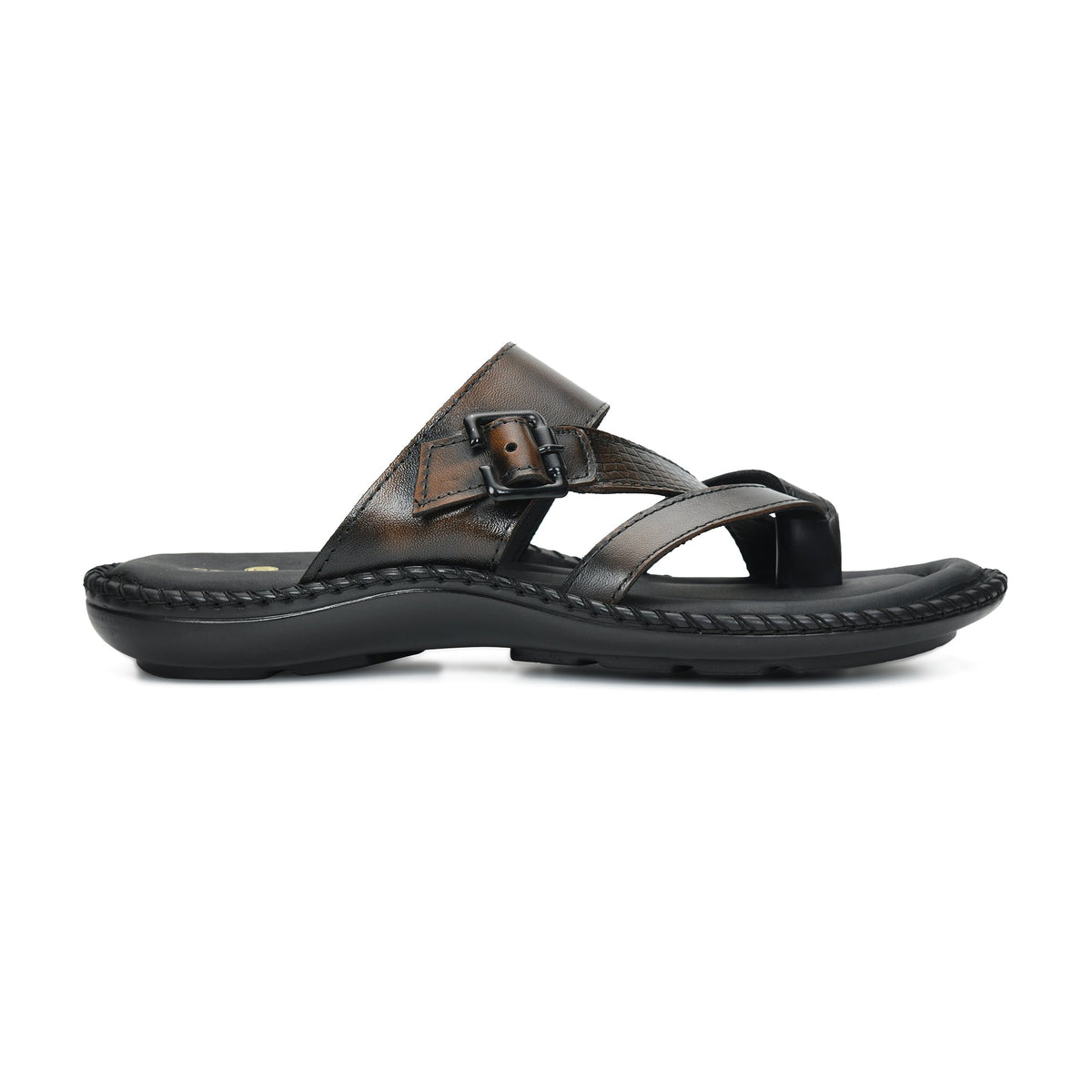 Leather Adjustable Strap Cushion Slippers Men