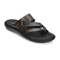 Leather Adjustable Strap Cushion Slippers Men