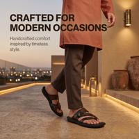 Leather Adjustable Strap Cushion Slippers Men