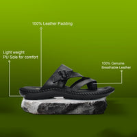 Leather Adjustable Strap Cushion Slippers Men