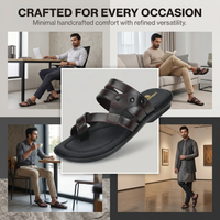 Leather Thumb Style Toe Ring Slippers Men
