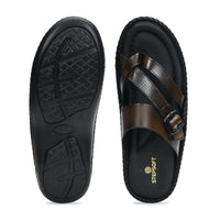 Leather Adjustable Strap Cushion Slippers Men