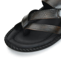 Leather Adjustable Strap Cushion Slippers Men