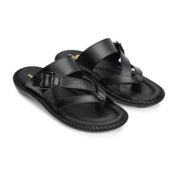 Leather Adjustable Strap Cushion Slippers Men