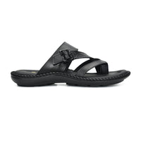 Leather Adjustable Strap Cushion Slippers Men