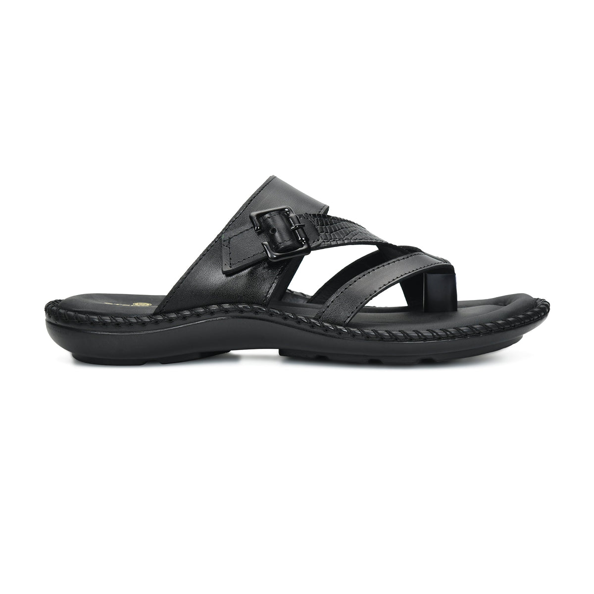 Leather Adjustable Strap Cushion Slippers Men