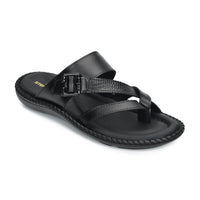 Leather Adjustable Strap Cushion Slippers Men