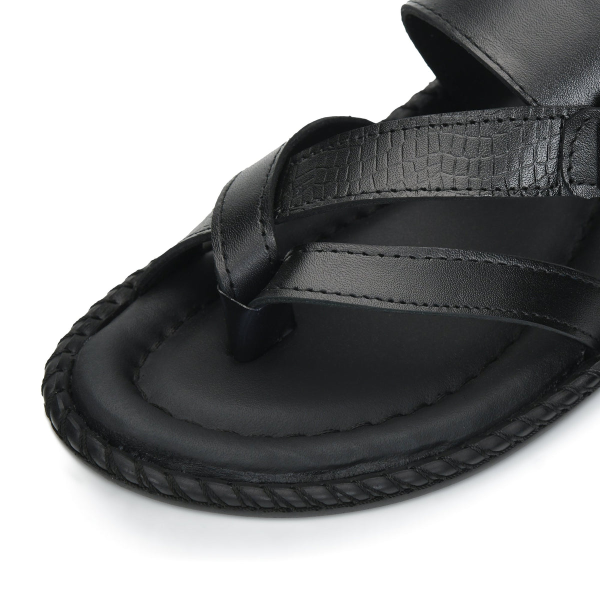 Leather Adjustable Strap Cushion Slippers Men