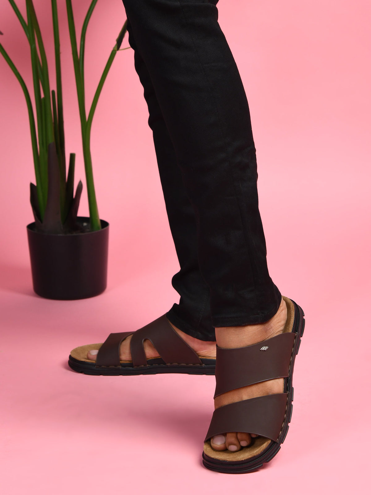 Dual Strap Vegan Leather Comfort Slippers