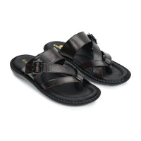Leather Adjustable Strap Cushion Slippers Men