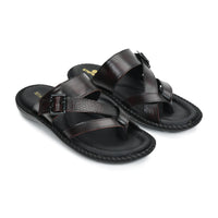 Leather Adjustable Strap Cushion Slippers Men