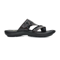 Leather Adjustable Strap Cushion Slippers Men
