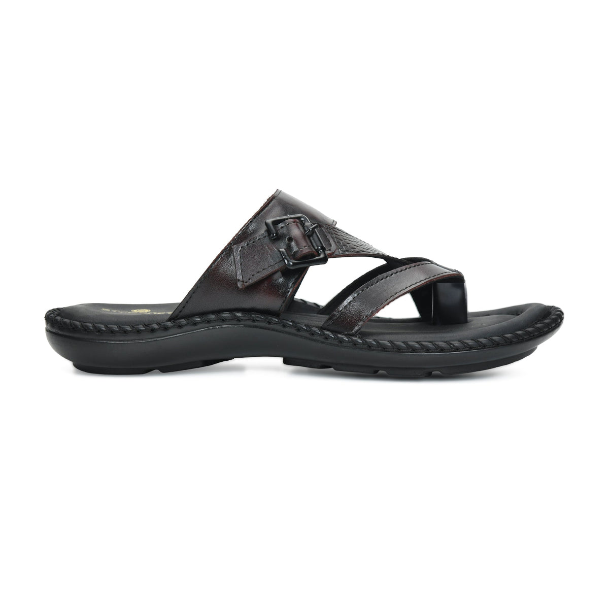 Leather Adjustable Strap Cushion Slippers Men