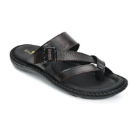 Leather Adjustable Strap Cushion Slippers Men