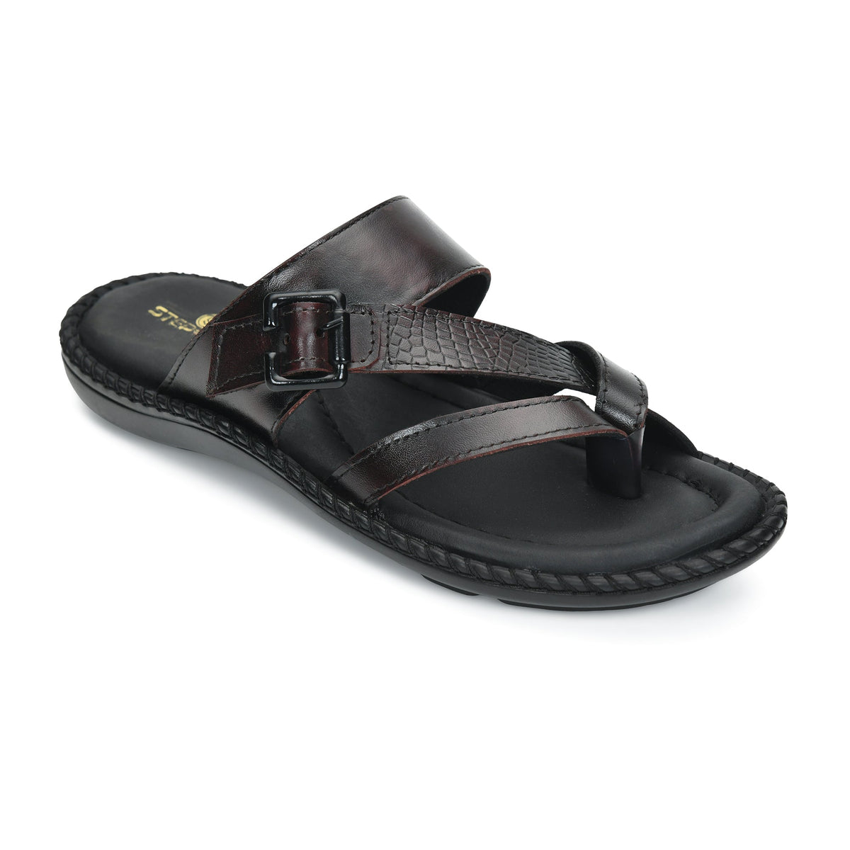 Leather Adjustable Strap Cushion Slippers Men