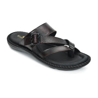 Leather Adjustable Strap Cushion Slippers Men