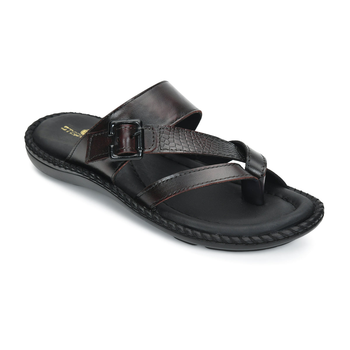 Leather Adjustable Strap Cushion Slippers Men