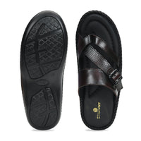 Leather Adjustable Strap Cushion Slippers Men