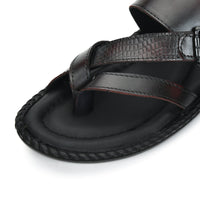 Leather Adjustable Strap Cushion Slippers Men