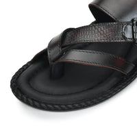 Leather Adjustable Strap Cushion Slippers Men