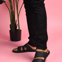 Dual Strap Vegan Leather Comfort Slippers