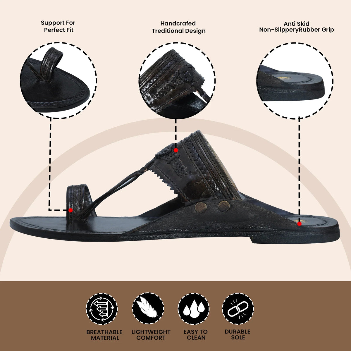 Pure Leather Kolhapuri Chappals Men