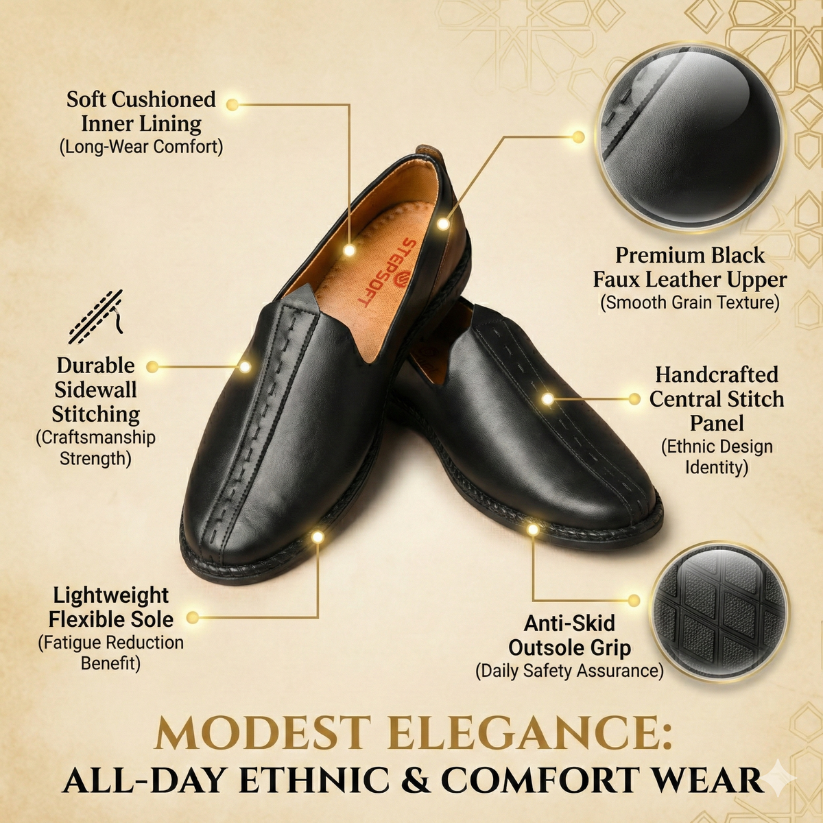 Breathable Faux Leather Mojari Jutti Men