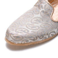 Men’s Grey Handcrafted Wedding Mojari | Ethnic Naagra Mojri for Men with Cushioned Sole | Traditional Slip-On Jutti for Sherwani, Kurta Pajama & Festive Wear