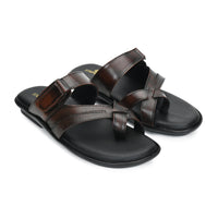 Leather Toe Ring Memory Cushion Slippers Men